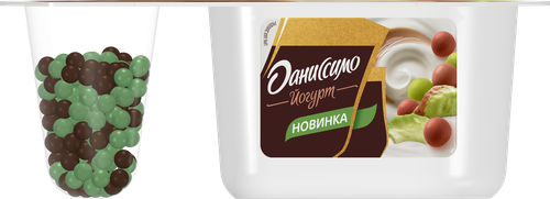 Йогурт ДАНИССИМО Фантазия с шариками со вкусом шоколадного ликера и фисташки 6,9%, без змж, 105г, картинка