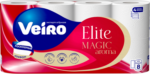 Бумага туалетная VEIRO Elite Aroma Magic 4 слоя, ароматизированная, 8шт, фото