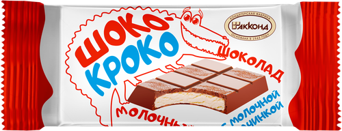 Шоколад молочной АККОНД Шоко-кроко с молочной начинкой, 28г, крупный план