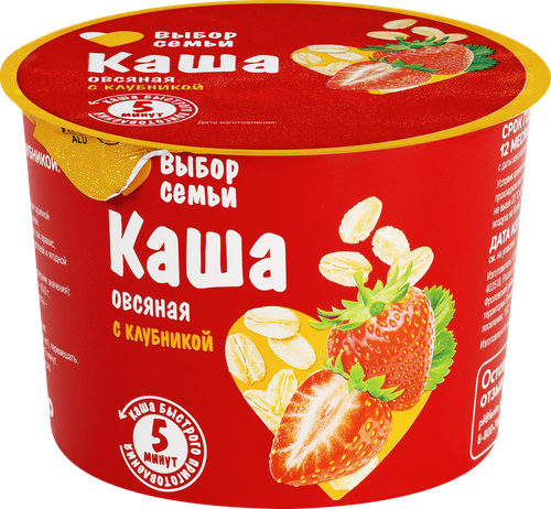 Каша овсяная ВЫБОР СЕМЬИ с клубникой, 43г, фотография