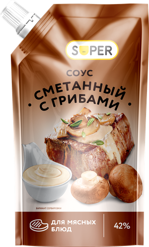 Соус SUPER Сметанный с грибами 42%, 233г, фото