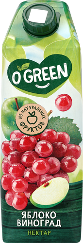 Нектар O'GREEN Яблоко, виноград, 1л, крупный план