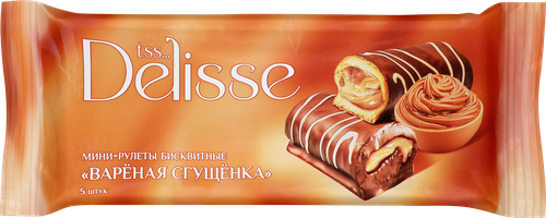 Мини-рулеты бисквитные DELISSE с начинкой вареная сгущенка, 175г, картинка