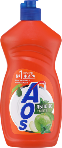 Средство для мытья посуды AOS Яблоко и мята, 450г, фото