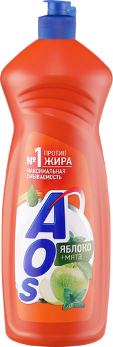 Средство для мытья посуды AOS Яблоко и мята, 900г, фотография