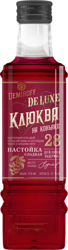 Настойка DEMIROFF Клюква на коньяке 21%, сладкая, 0.25л