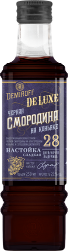 Настойка DEMIROFF Черная смородина на коньяке 21%, сладкая, 0.25л