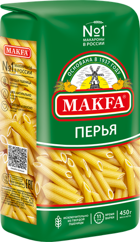 Макароны MAKFA Перья любительские высший сорт, 450г, фотография