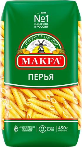 Макароны MAKFA Перья любительские высший сорт, 450г, фотография