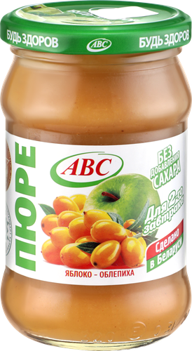 Пюре фруктово-ягодное ABC Яблочно-облепиховое, 280г, картинка