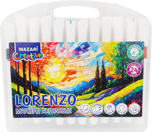 Набор акриловых маркеров MAZARI Lorenzo, 24 цвета, изображение