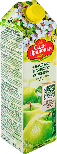 Сок САДЫ ПРИДОНЬЯ Яблочный прямого отжима осветленный, 1л, детальное фото