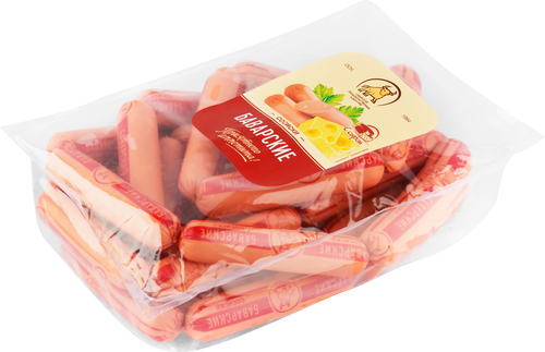Сосиски СПК Баварские, весовые, крупный план