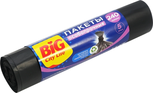 Пакеты для мусора BIG CITY LIFE особопрочные 90х130см, 240л, картинка