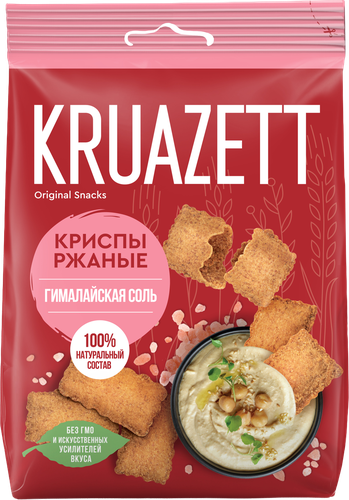 Сухарики-криспы ржаные KRUAZETT с гималайской солью, 70г, крупный план