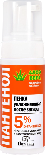 Пенка после загара FLORESAN COSMETIC Пантенол, с алоэ вера, увлажняющая 150мл, вид