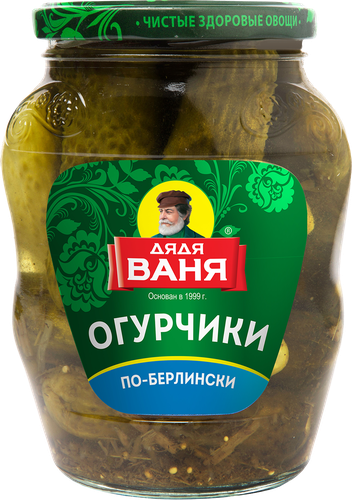 Огурчики маринованные ДЯДЯ ВАНЯ По-берлински, 680г, вид