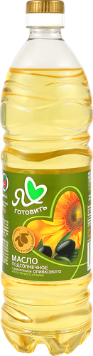 Масло подсолнечное Я ЛЮБЛЮ ГОТОВИТЬ с добавлением оливкового масла, 800мл, вид