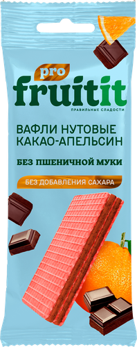 Вафли нутовые FRUIT IT PRO Какао–Апельсин, без сахара, 35г, крупный план