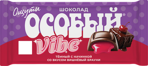 Шоколад темный Ф.КРУПСКОЙ Особый с начинкой вишневый брауни, 82г, картинка