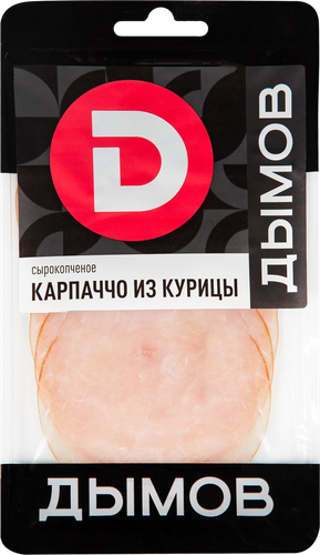 Карпаччо сырокопченое ДЫМОВ из мяса кур, нарезка, 70г, крупный план