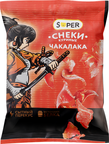 Снеки сырокопченые SUPER Чакалака, из курицы, 70г, вид