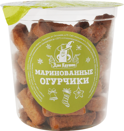 Гренки пшеничные ДОН КРУТОН со вкусом маринованных огурчиков, 130г, крупный план