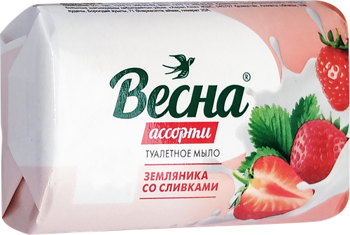 Мыло туалетное ВЕСНА Ассорти Земляника со сливками, 90г, крупный план