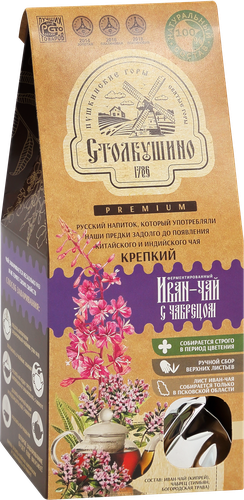Иван-чай СТОЛБУШИНО с чабрецом, 60г, крупный план