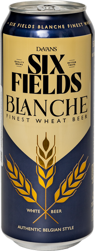 Напиток пивной SIX FIELDS Blanche Файнест Вит Бир пастеризованный нефильтрованный неосветленный 5,0%, 0.5л, вид