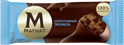 Мороженое МАГНАТ Шоколадный трюфель, шоколадное с шоколадным наполнителем и бисквитом 8%, без змж, эскимо, 67г, фотография