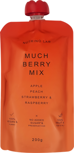 Пюре фруктово-ягодное NUTRINO LAB Яблоко, персик, клубника и малина, 200г, фото