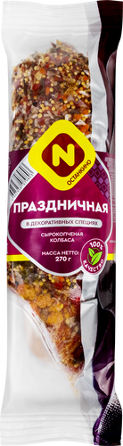 Колбаса сырокопченая ОСТАНКИНО Праздничная, высший сорт, 270г, крупный план