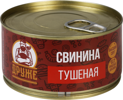 Свинина тушеная ДРУЖЕ, 325г, фото