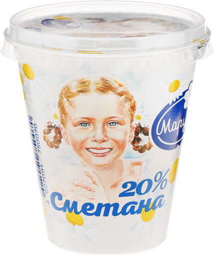 Сметана МАРУСЯ 20%, без змж, 300г, вид