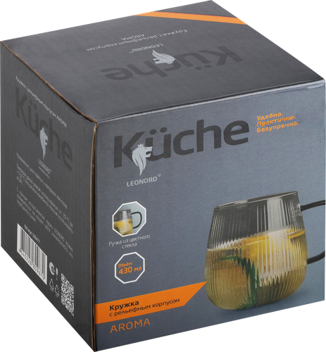 Кружка LEONORD Aroma, из боросиликатного рельефного стекла, 430мл, Арт. 106477, фото