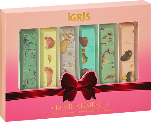 Шоколад IGRIS Комплимент, с сублимированными фруктами и орехами, 215г, детальное фото