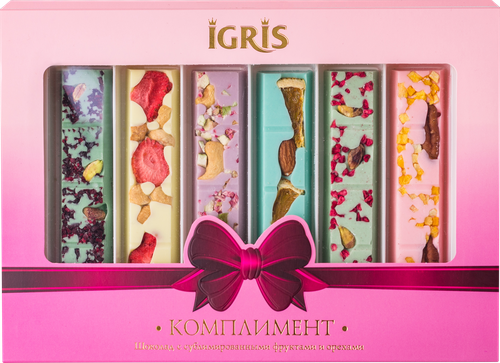 Шоколад IGRIS Комплимент, с сублимированными фруктами и орехами, 215г, картинка