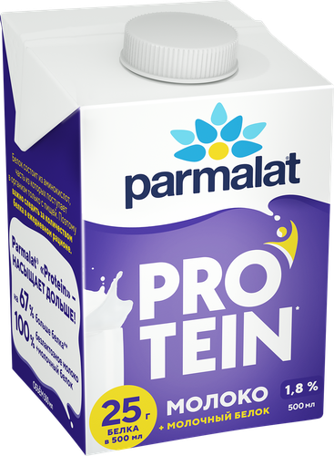 Молоко ультрапастеризованное PARMALAT Protein 1,8%, без змж, 500мл, изображение