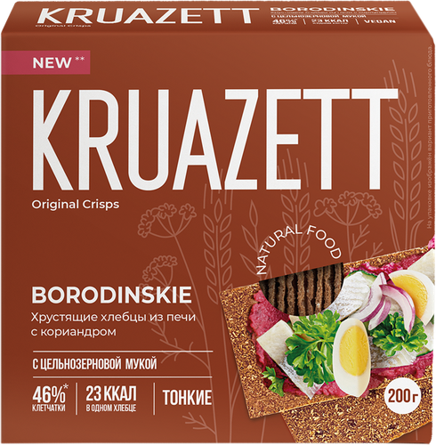 Хлебцы KRUAZETT Бородинские тонкие с кориандром, 200г, детальное фото
