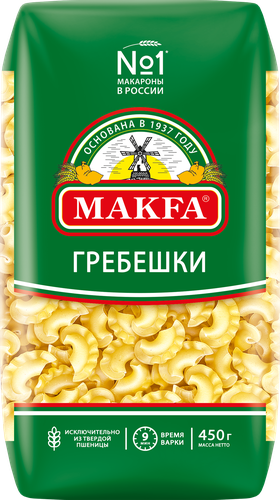 Макароны MAKFA Петушиные гребешки высший сорт, 450г, фотография