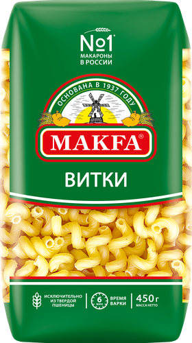Макароны MAKFA Витки высший сорт, 450г, фотография