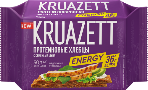 Хлебцы KRUAZETT ENERGY обогащенные белком с семенами льна, 150г, детальное фото