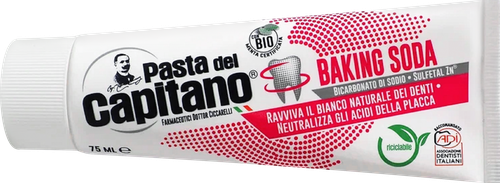 Зубная паста PASTA DEL CAPITANO Baking soda для деликатного отбеливания, 75мл, крупный план