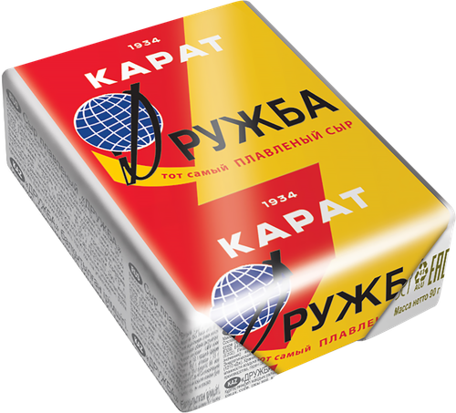 Сыр плавленый КАРАТ Дружба 45%, без змж, 90г, вид