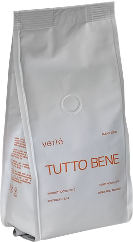Кофе зерновой VERLE Blend Tutto Bene натуральный обжаренный, 220г, изображение