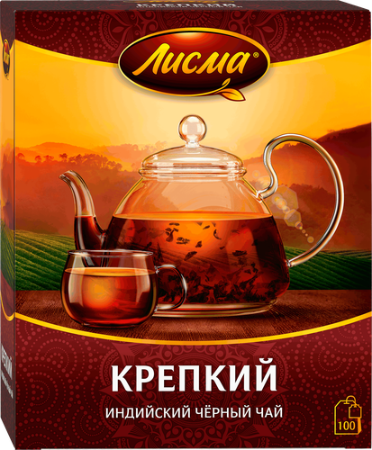 Чай черный ЛИСМА Крепкий Индийский байховый, 100пак, вид