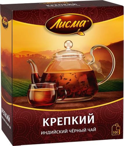Чай черный ЛИСМА Крепкий Индийский байховый, 100пак, фото