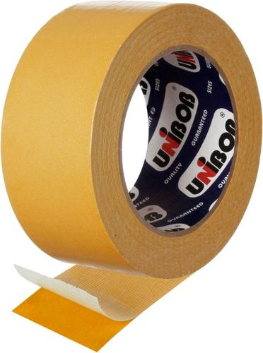 Лента клейкая двухсторонняя UNIBOB скотч 50ммх10м, с тканевой основой, картинка