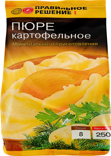 Пюре картофельное быстрого приготовления ПРАВИЛЬНОЕ РЕШЕНИЕ, 250г, картинка
